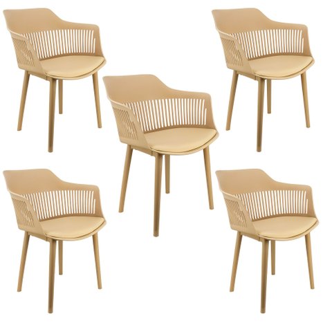 Kit com 5 Cadeiras para Sala de Jantar Marcela Nude