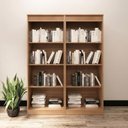 Ver imagem 1 de Kit 2 Estantes de Livros 60x160,5cm com 3 Prateleiras Laranja e Amendoa