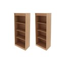 Ver imagem 2 de Kit 2 Estantes de Livros 60x160,5cm com 3 Prateleiras Laranja e Amendoa