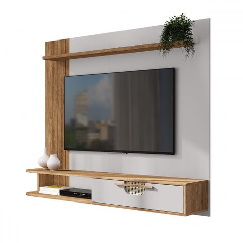 Painel para Tv até 65 Polegadas Kelani 1 Porta Cinamomo/off White - Pnr Móveis