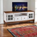 Ver imagem 5 de Rack para Sala com Pés Luis Xv 2 Portas 2 Gavetas e Nicho Hannover 60812 Linz Móveis - Branco/imbuia