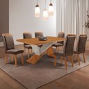 Ver imagem 1 de Mesa de Jantar Yasmin 180cm Tampo MDF Canto Copo Laminado e 6 Cadeiras Lorena