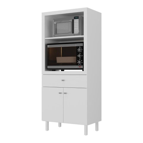 Balcão Multiuso 67,9cm 2 Portas 1 Gaveta para Forno e Micro-ondas Multimóveis Cr20344 Branco