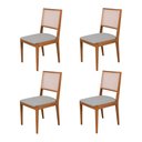 Ver imagem 1 de Conjunto com 4 Cadeiras de Jantar Estofada Suellen Cerejeira Linho Cinza Prata