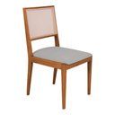 Ver imagem 4 de Conjunto com 4 Cadeiras de Jantar Estofada Suellen Cerejeira Linho Cinza Prata