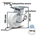 Ver imagem 2 de Rodizio 6x2 C/placa Roda de Nylon C/ Rolamento 450 Kg