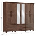 Ver imagem 3 de Guarda-roupa Bipartido 6 Portas 6 Gavetas Ouro Café Madeira Pinus - Finestra