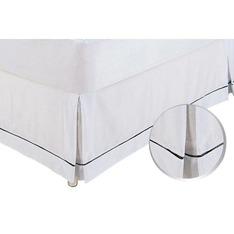 Saia Cama Box Queen Babado Ponto Palito Branco (160x200) - Ortobom
