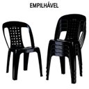 Ver imagem 4 de 2 Mesas Quadradas Plástico Monobloco 70cm Preta + 8 Cadeiras Vime Empilhável