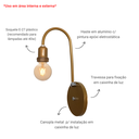 Ver imagem 2 de Arandela de Parede Colonial Retrô Simples Estilo J - Soquete E-27 – Abf Luminárias:dourado