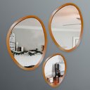 Ver imagem 1 de Espelho Decorativo Kit 3 Peças Orgânico Freijó - In House Decor