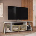 Ver imagem 2 de Rack para Tv 2 Portas Destaque P1033 Arenas Dourado Mdp Metal Placa e Ponto