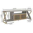 Ver imagem 4 de Rack para Tv 2 Portas Destaque P1033 Arenas Dourado Mdp Metal Placa e Ponto