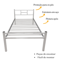 Cama Solteiro em Aço Tubular Reforçada Qualidade Resistente até 150 Kg Itagold - 4