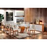 Conjunto Sala De Jantar Tampo Vidro com 8 cadeiras Madeira Laqueada 2,20 m Bella Mobillare off white - 1