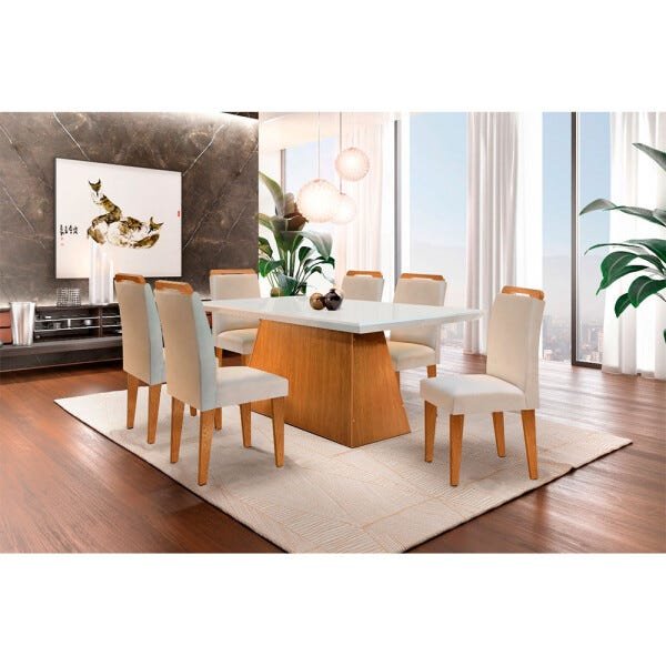 Sala de Jantar Aida com 6 Cadeiras 180 MDF Canto Reto Rufato