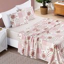 Ver imagem 2 de Jogo de Cama Lençol Dallas Casal Padrão Microfibra 4 Peças - Rosa Matura Patchwork