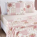 Ver imagem 1 de Jogo de Cama Lençol Dallas Casal Padrão Microfibra 4 Peças - Rosa Matura Patchwork