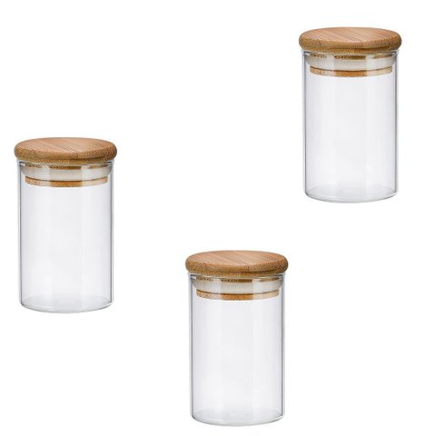 Conjunto de 3 Potes Hermetico Temperos Chas 9x5 Cm Charmoso Utensilios do Chef