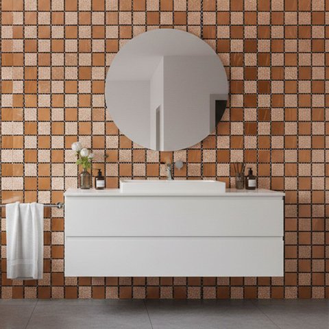 Pastilha de Vidro Adesiva Kit 16 Uni Parede Banheiro Cozinha Sala Decorativa Fácil Aplicacao Moderna