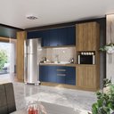 Ver imagem 1 de Cozinha Modulada Celeste Kappesberg 100% Mdf Nogueira/azul 8 Peças