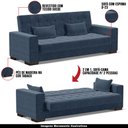 Ver imagem 4 de Sofá Cama Decorativo 210cm Beesley Suede Azul Marinho - Gran Belo
