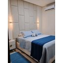 Ver imagem 1 de Cabeceira 2,30 X 1,60 em Módulos Estofados Corino Marfim