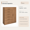 Ver imagem 4 de Cômoda Sapateira 6 Gavetas e 1 Porta Cinamomo Formimóveis