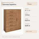 Ver imagem 3 de Cômoda Sapateira 6 Gavetas e 1 Porta Cinamomo Formimóveis