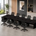 Ver imagem 1 de Mesa Estação de Trabalho Retangular 8 Lugares Moderno sem Gavetas MDP 480cm Preto F5 Office