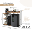 Ver imagem 4 de Aparador Adega Cervejeira Frigobar Industrial com Cantinho Café Alba Metal e MDF Louro Freijó