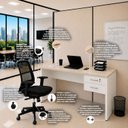 Ver imagem 7 de Conjunto Mesa de Escritório 140x60cm com 2 Gavetas + Cadeira Netflex Ergonômica Premium Reclinável