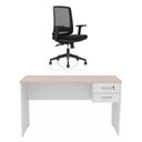 Ver imagem 2 de Conjunto Mesa de Escritório 140x60cm com 2 Gavetas + Cadeira Netflex Ergonômica Premium Reclinável