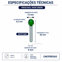Ver imagem 2 de Fresa Ball Nose Green Haste de 6mm