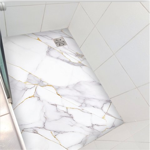 Adesivo Piso Box Mármore Calacata Gold Antiderrapante Colacomigo 1,20 X 0,97 Metros