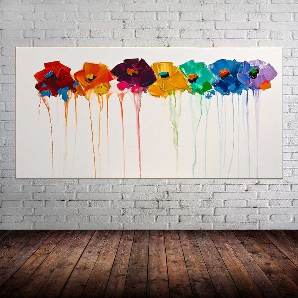 Quadro Pintura Tela Arvores e Flores Modernas Em Altos Relevos 2023 ...