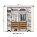 Ver imagem 4 de Guarda-roupa Casal Premium 6 Portas 6 Gavetas Ripado com Espelho Off White/nature - Henn