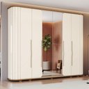 Ver imagem 1 de Guarda-roupa Casal Premium 6 Portas 6 Gavetas Ripado com Espelho Off White/nature - Henn