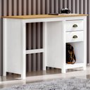 Ver imagem 2 de Mesa para Escritório Escrivaninha Home Office 2 Gavetas Mazzaro F06 Branco Freijó - Lyam Decor