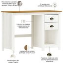 Ver imagem 3 de Mesa para Escritório Escrivaninha Home Office 2 Gavetas Mazzaro F06 Branco Freijó - Lyam Decor