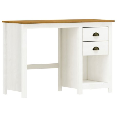 Mesa para Escritório Escrivaninha Home Office 2 Gavetas Mazzaro F06 Branco Freijó - Lyam Decor