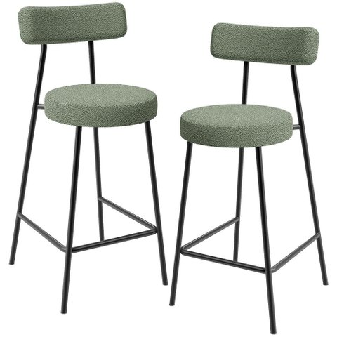 Kit 02 Banquetas Baixa para Cozinha Sala de Jantar Bar Bancada Milão L02 Bouclê Oliva - lyam