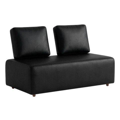 Sofá Modular 2 Lugares Block 148 cm Pes Madeira Courino Tcs 724 Moll