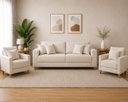 Ver imagem 1 de Conjunto Lisboa Linho Off Premium - Sofá 1.80 m + 2 Poltronas