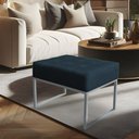 Ver imagem 5 de Puff Lisa Suede Base Metálica Industrial Prata Azul Marinho