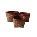 Ver imagem 1 de Conjunto 3 Cestos em Tiras e Couro Sintetico Marrom Zq0044 Btc