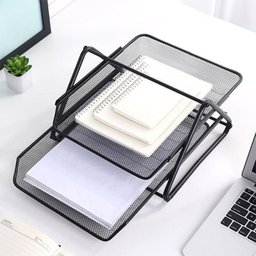Organizador Documento Duplo Bandeja Escritorio Suporte Mesa Home Office Trabalho Arquivo Papel - 9