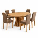 Ver imagem 3 de Conjunto Sala de Jantar 6 Lugares Tampo MDF 180x90cm Mesa Orgânica Arthus e Cadeiras Lyra