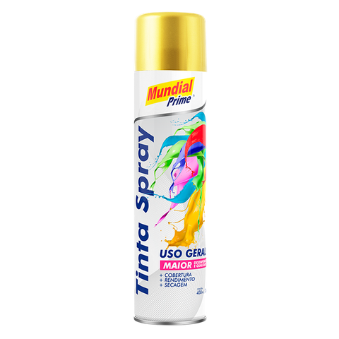 Kit 6 Tinta Spray Metálica Dourado Mundial Prime 400ml
