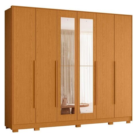 Guarda Roupa Casal Mercure com Espelho 06 Portas Cinamomo - Móveis Albatroz